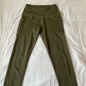 Navy Green Leggings, Medium *with pockets !